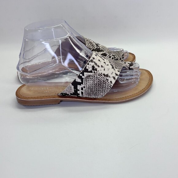 Chinese Laundry Gemmy Sandals Size 7.5 Black and White Snake Print Leather - Picture 5 of 13